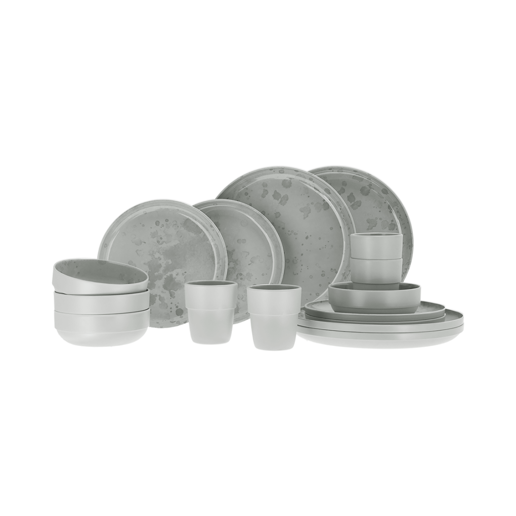 Palma tableware set light grey 16 pieces (with anti-slip)